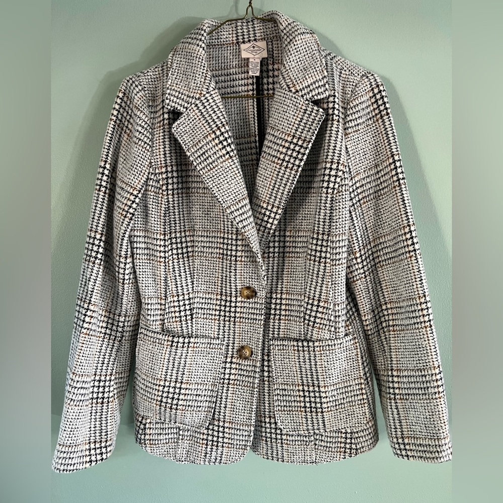 St. John's Bay Houndstooth Jacket in Black and White